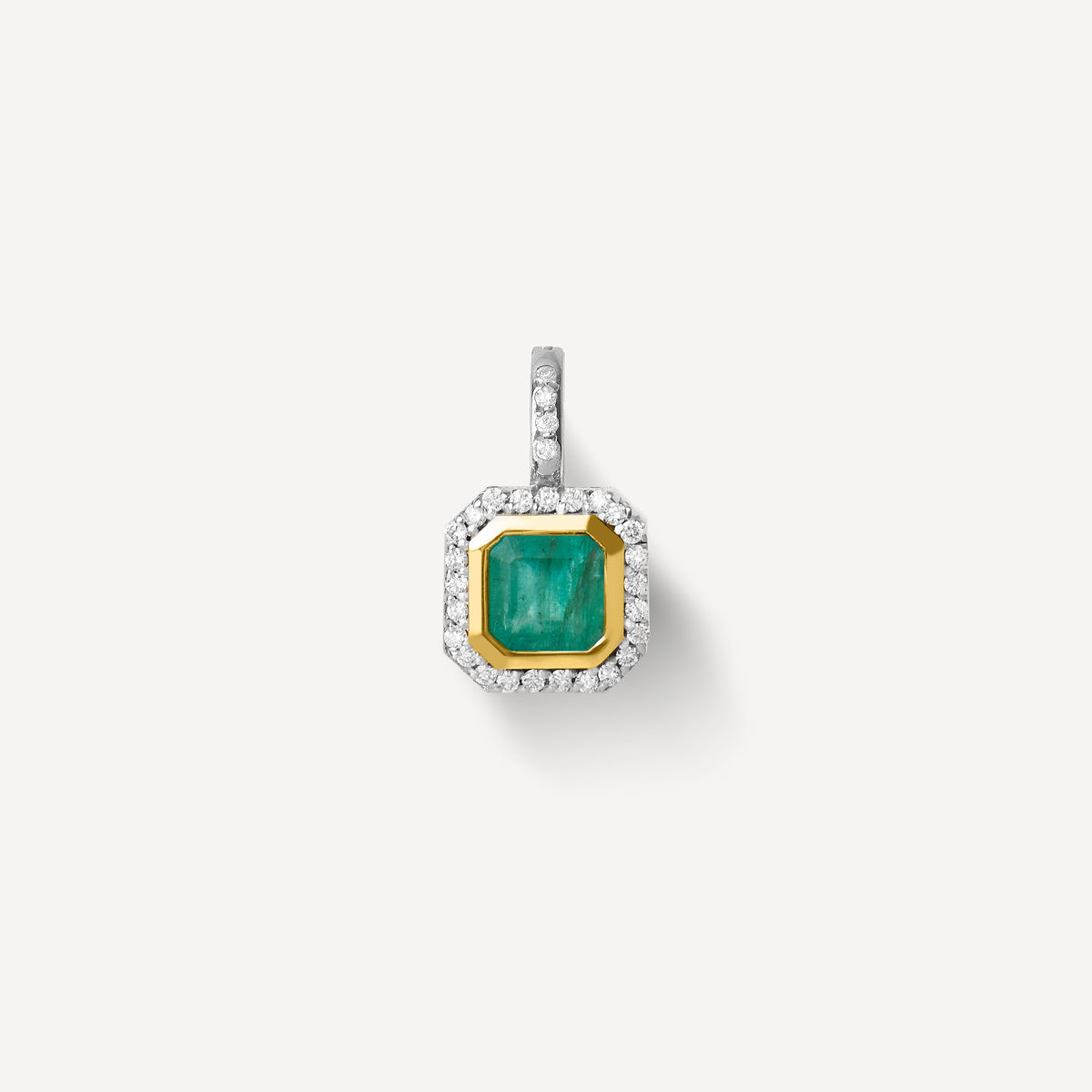 Pingente Selo Esmeralda em Ouro 18k e Diamantes