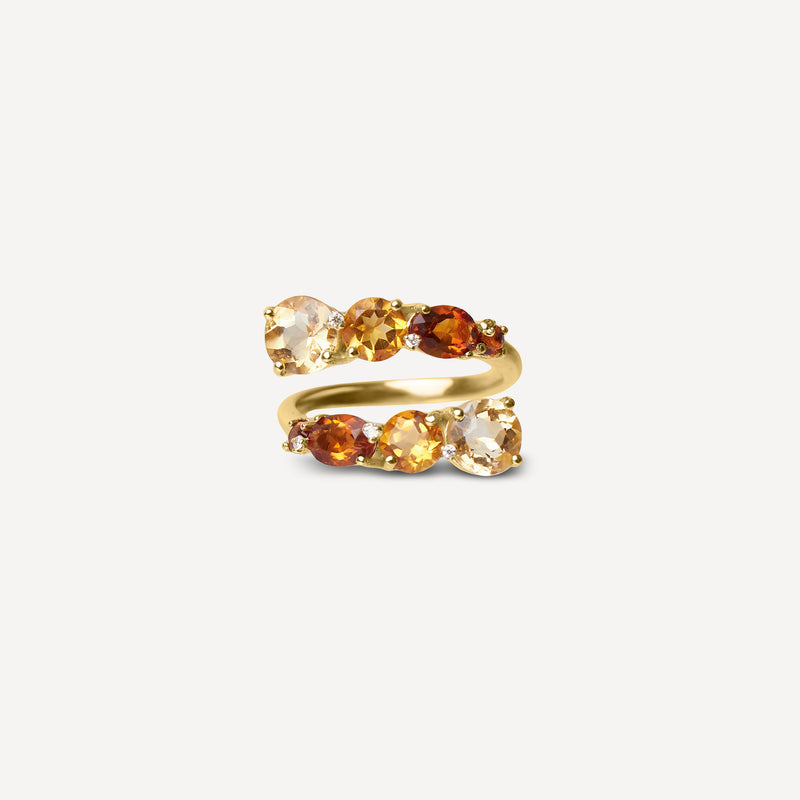 Anel Alba Citrinos em Ouro 18k e diamantes