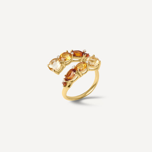 Anel Alba Citrinos em Ouro 18k e diamantes