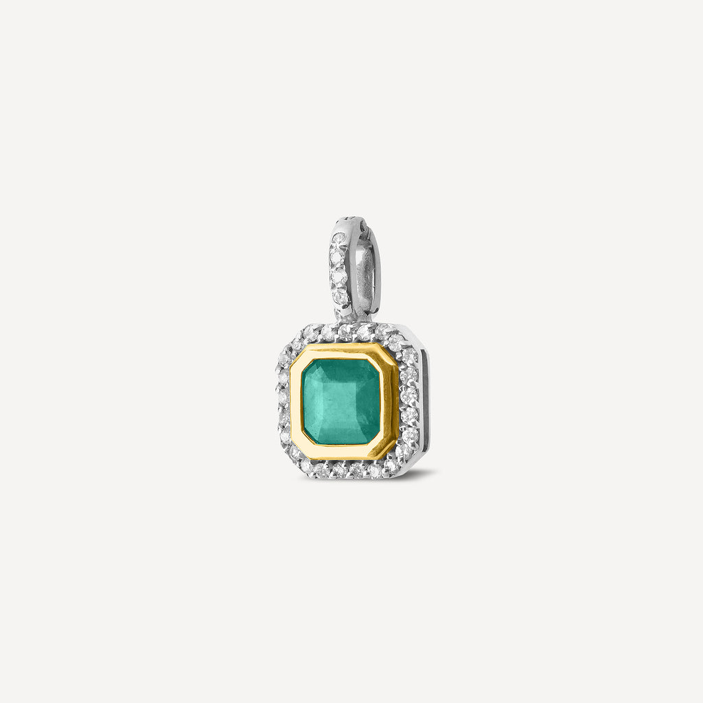 Pingente Selo Esmeralda em Ouro 18k e Diamantes