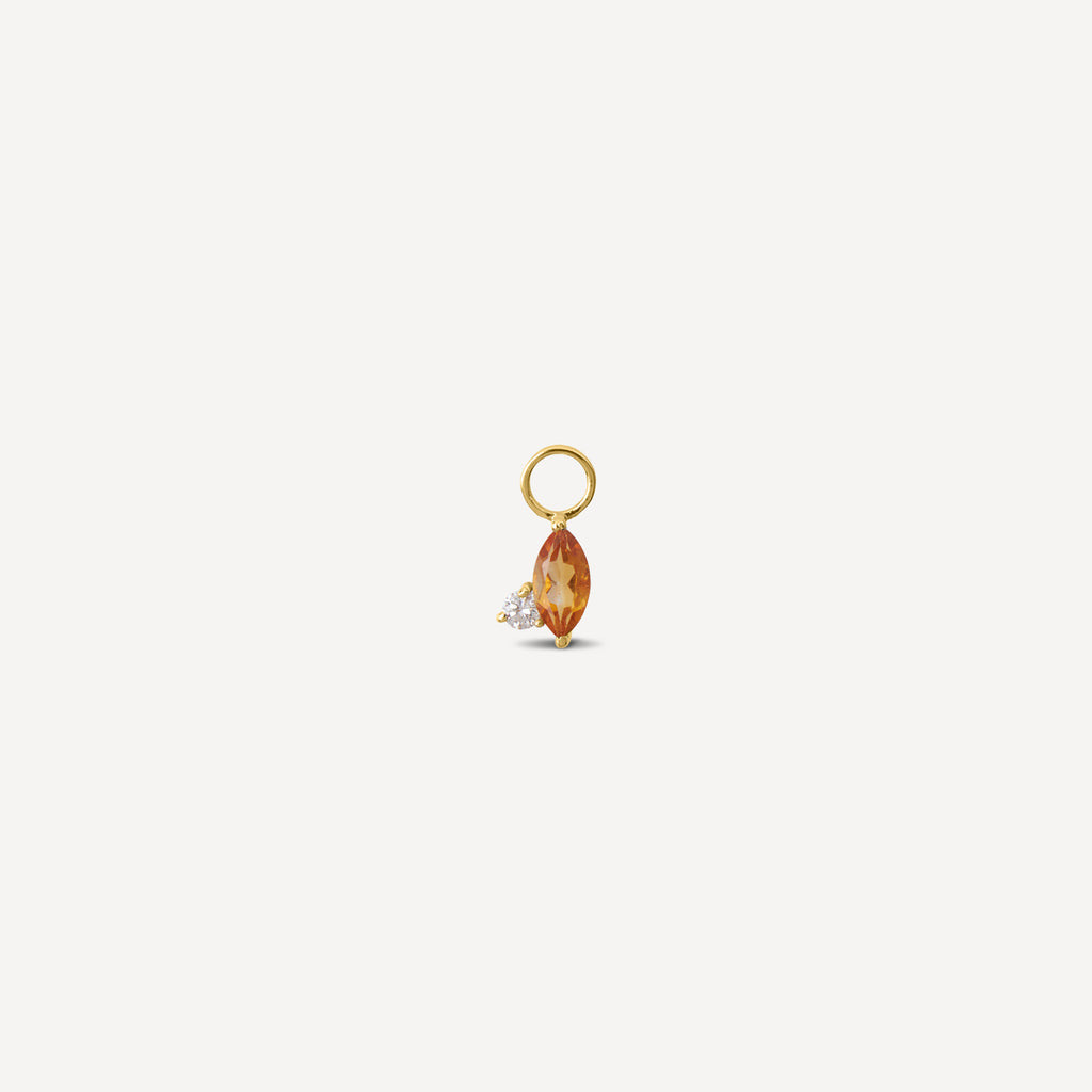 Pingente Vestígio Citrino para argola em Ouro 18k e diamantes