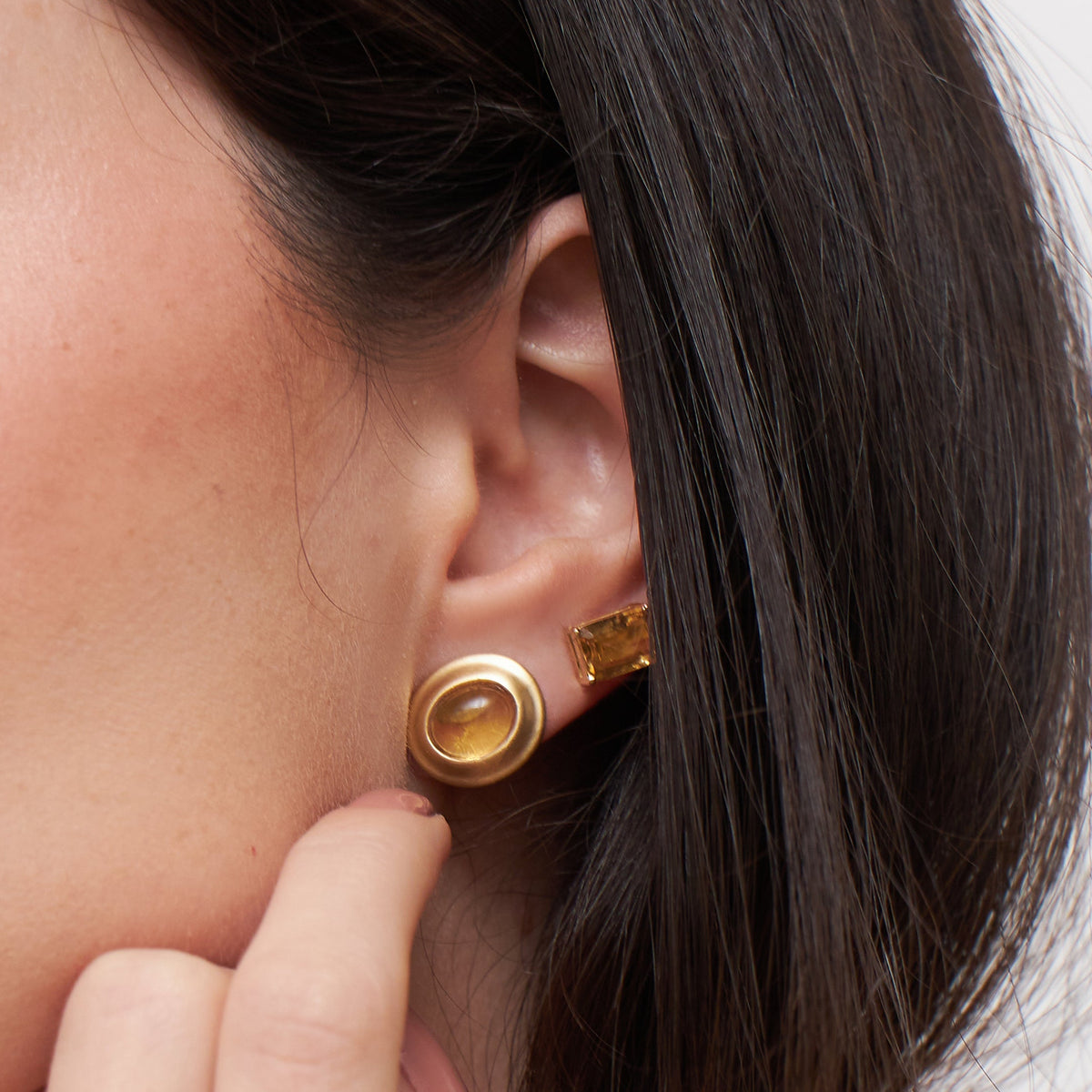 Brinco Vestígio Citrino em Ouro 18k