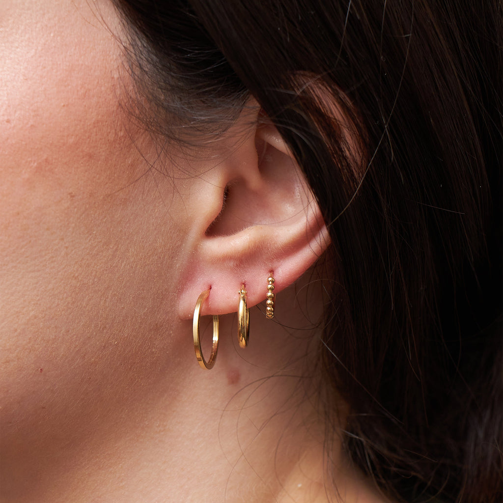 Argola Grains Petit em Ouro 18k